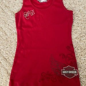 HARLEY DAVIDSON EMBROIDERED RED TANK TOP